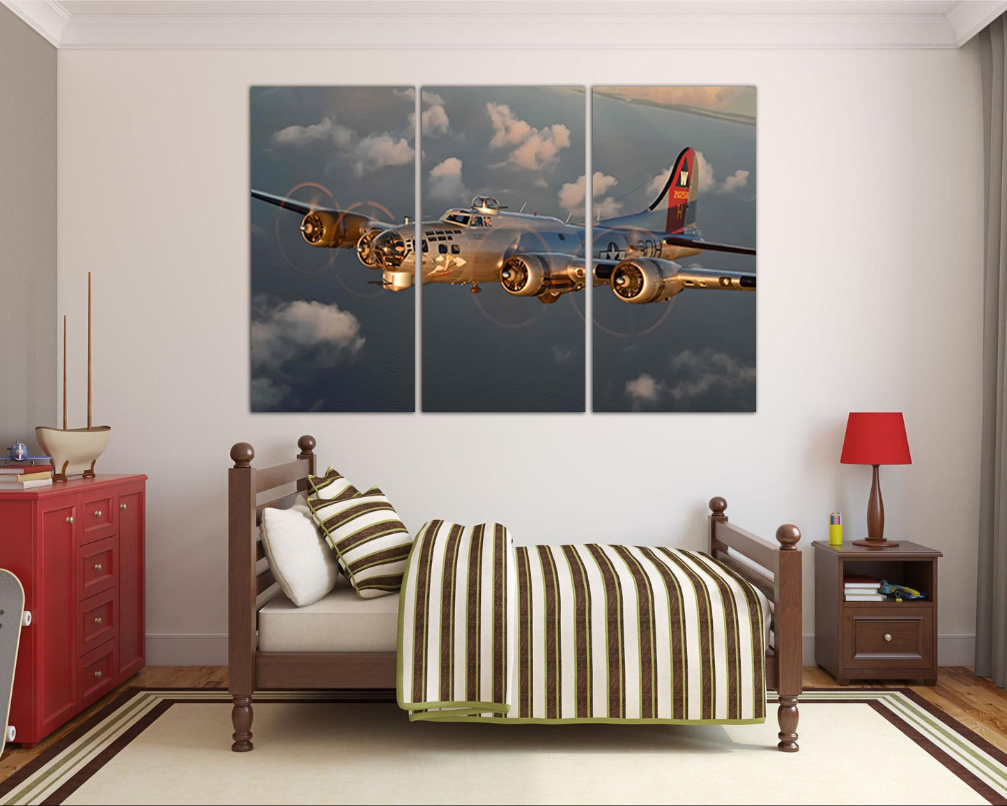 Boeing B-17 Bomber Aviation décor Aircraft canvas Plane wall art Army mechanism Military aircraft Retro wwii