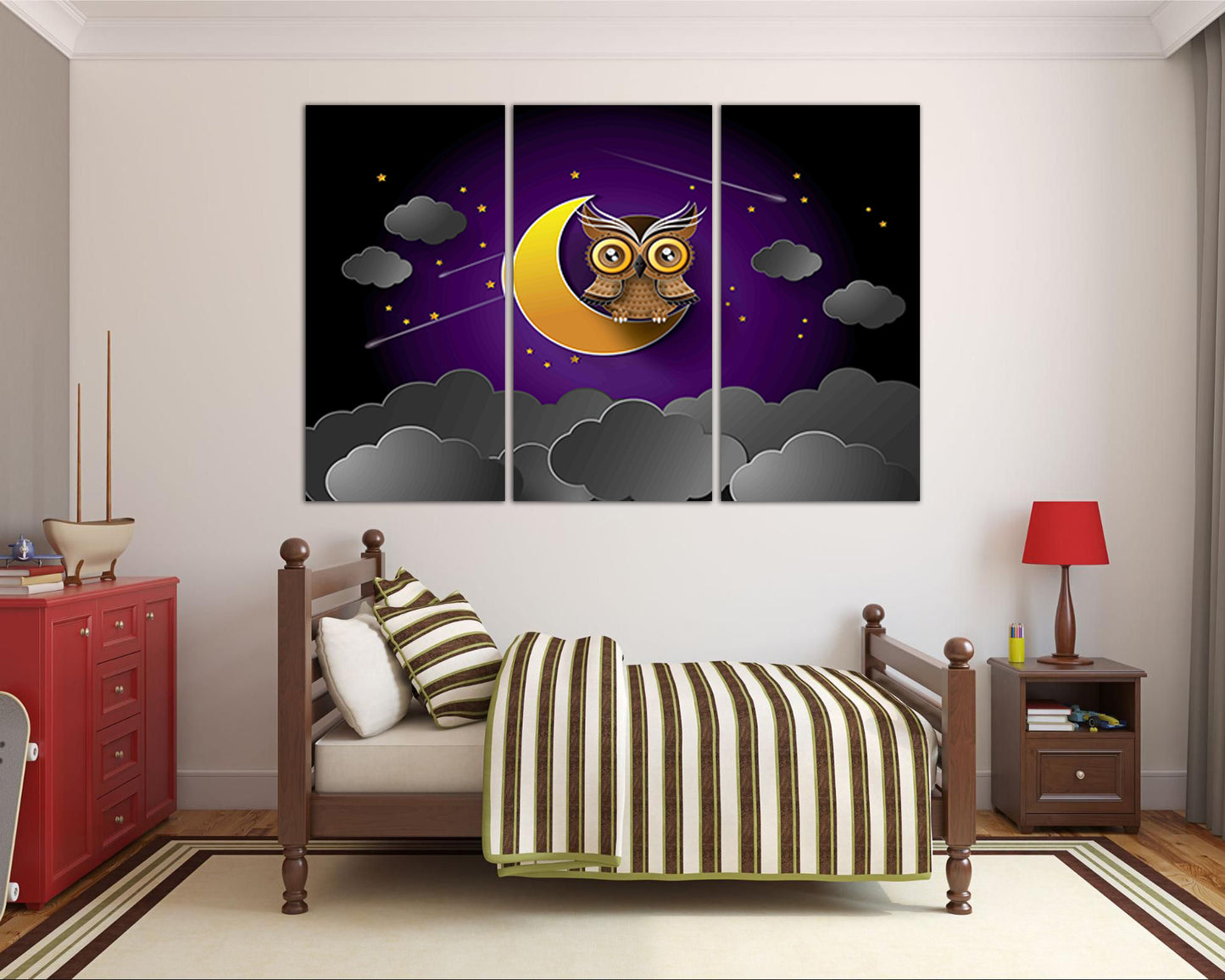 Owl baby print on canvas Kids wall decor Fantasy bedroom Baby gift