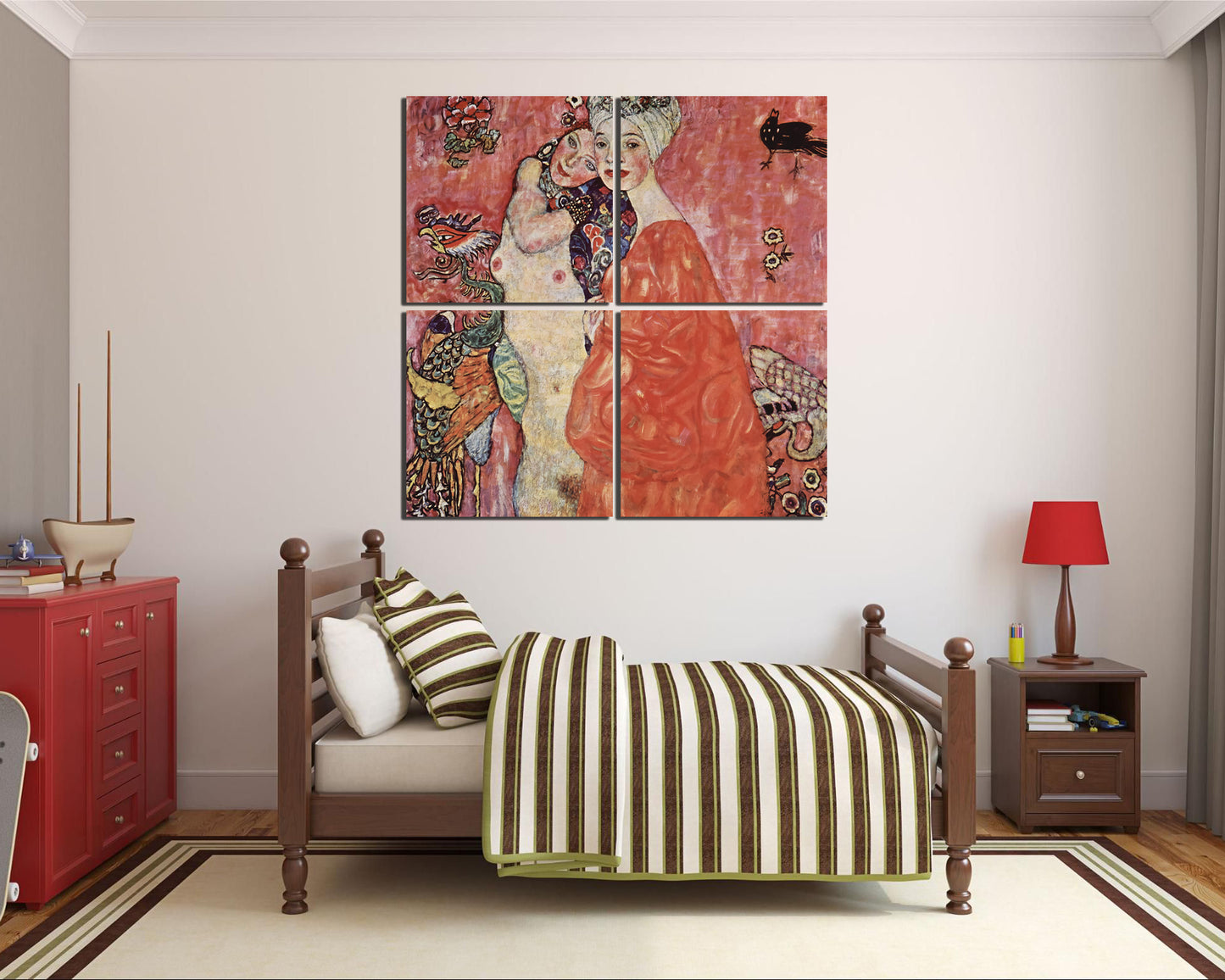 Girlfriends Klimt print on canvas Reproduction décor Two women art works Nude woman friend artworks