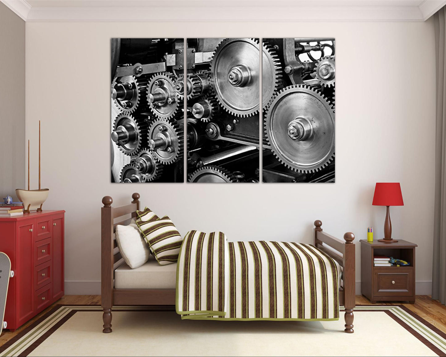 Gear print Engine canvas Mechanism decor Mechanical gear cogs