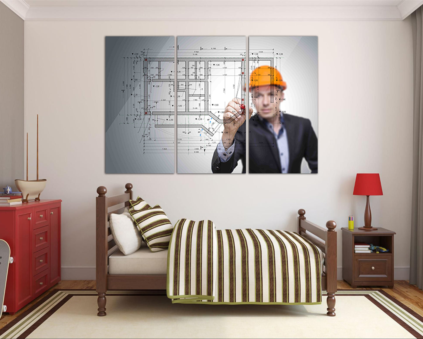 Construction drawing Engine canvas Engineering décor Designing art works