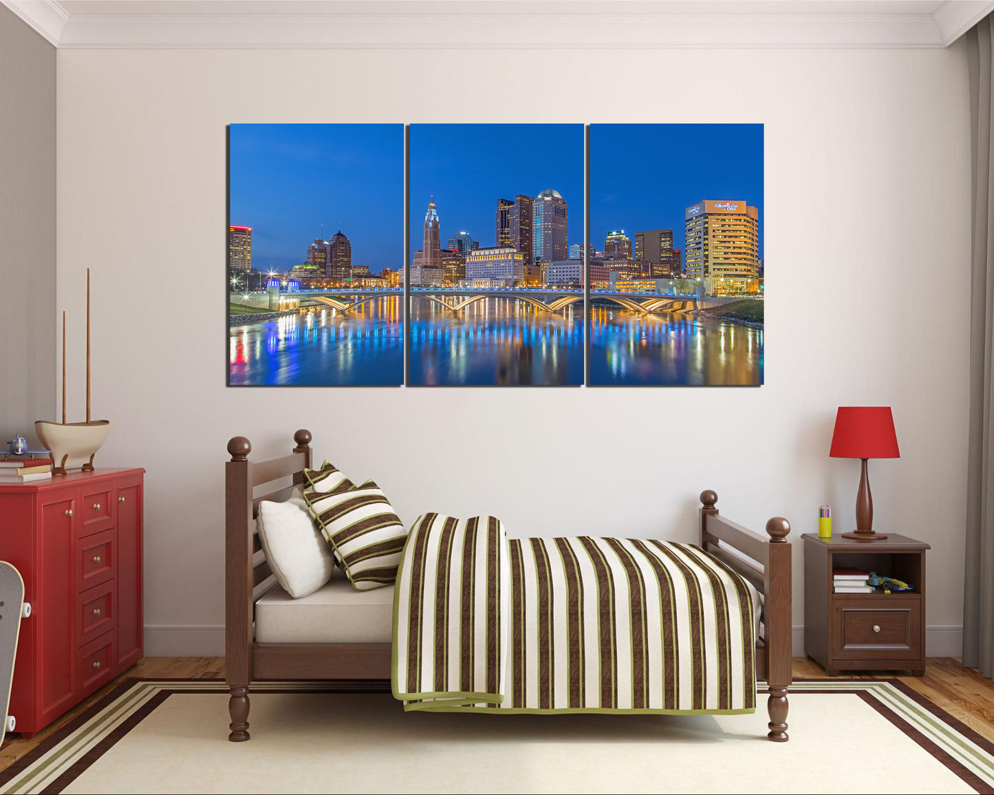 Wall art canvas Columbus Ohio city skyscraper travel ready to hang