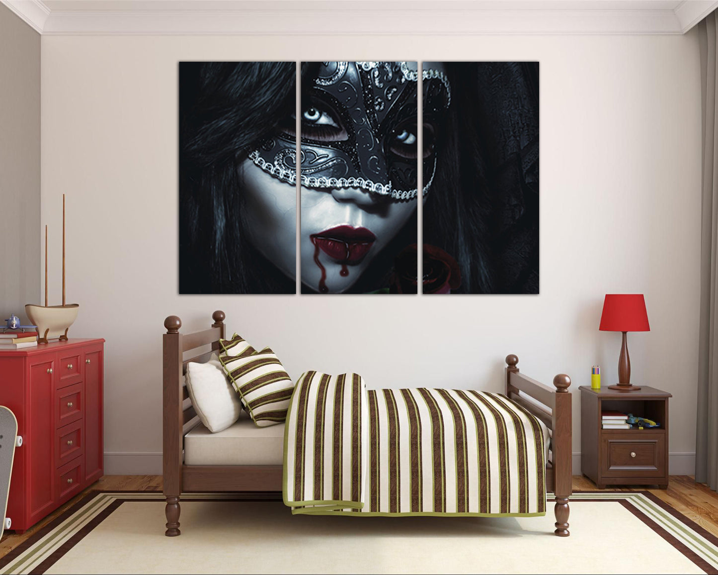 Vampire art works canvas Gothic decor Red lips print Magic mystic artwork