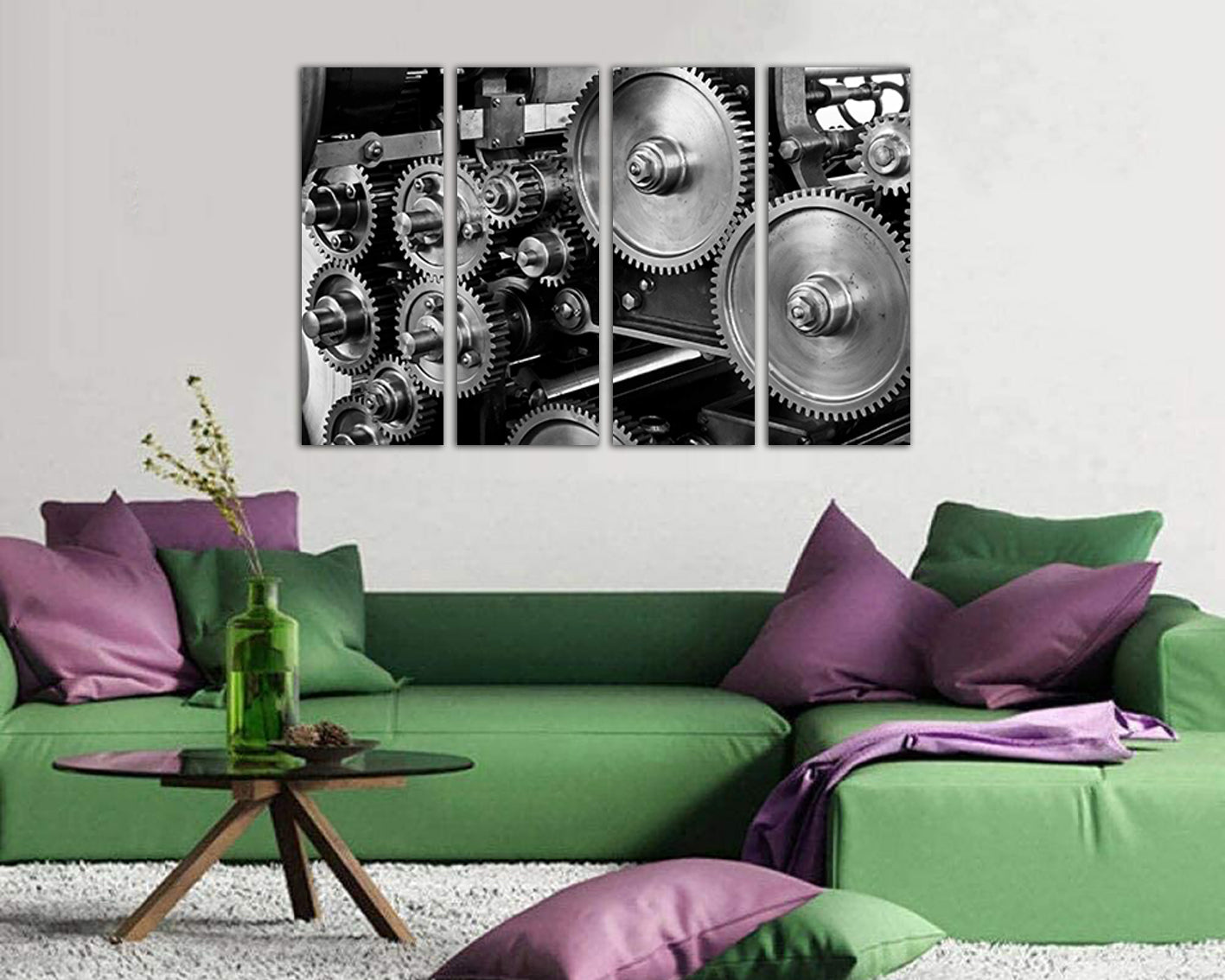 Gear print Engine canvas Mechanism decor Mechanical gear cogs