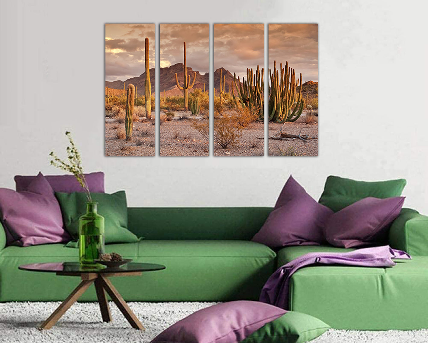 Cactus canvas set Nature print Landscape decor Mountain wall art Desert Succulent artwork