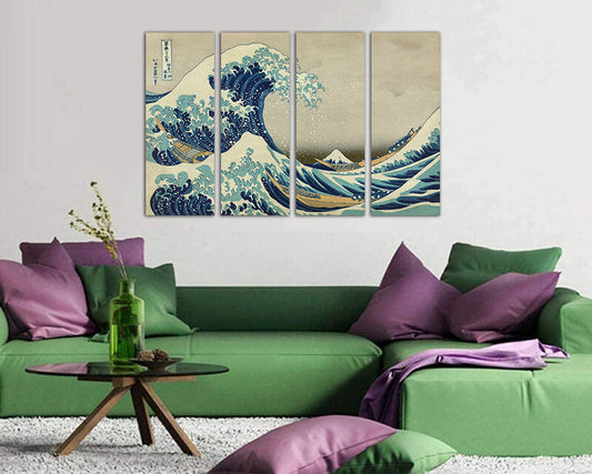 The great wave Kanagawa canvas Decorative art works Japanese wave Reproduction decor Hokusai print