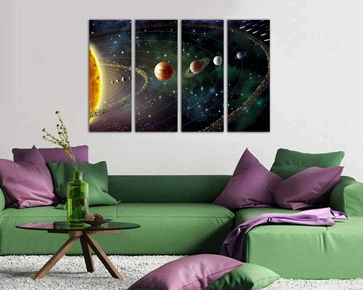 Wall art canvas Solar system Universe Space decor Planets print Diagram planets