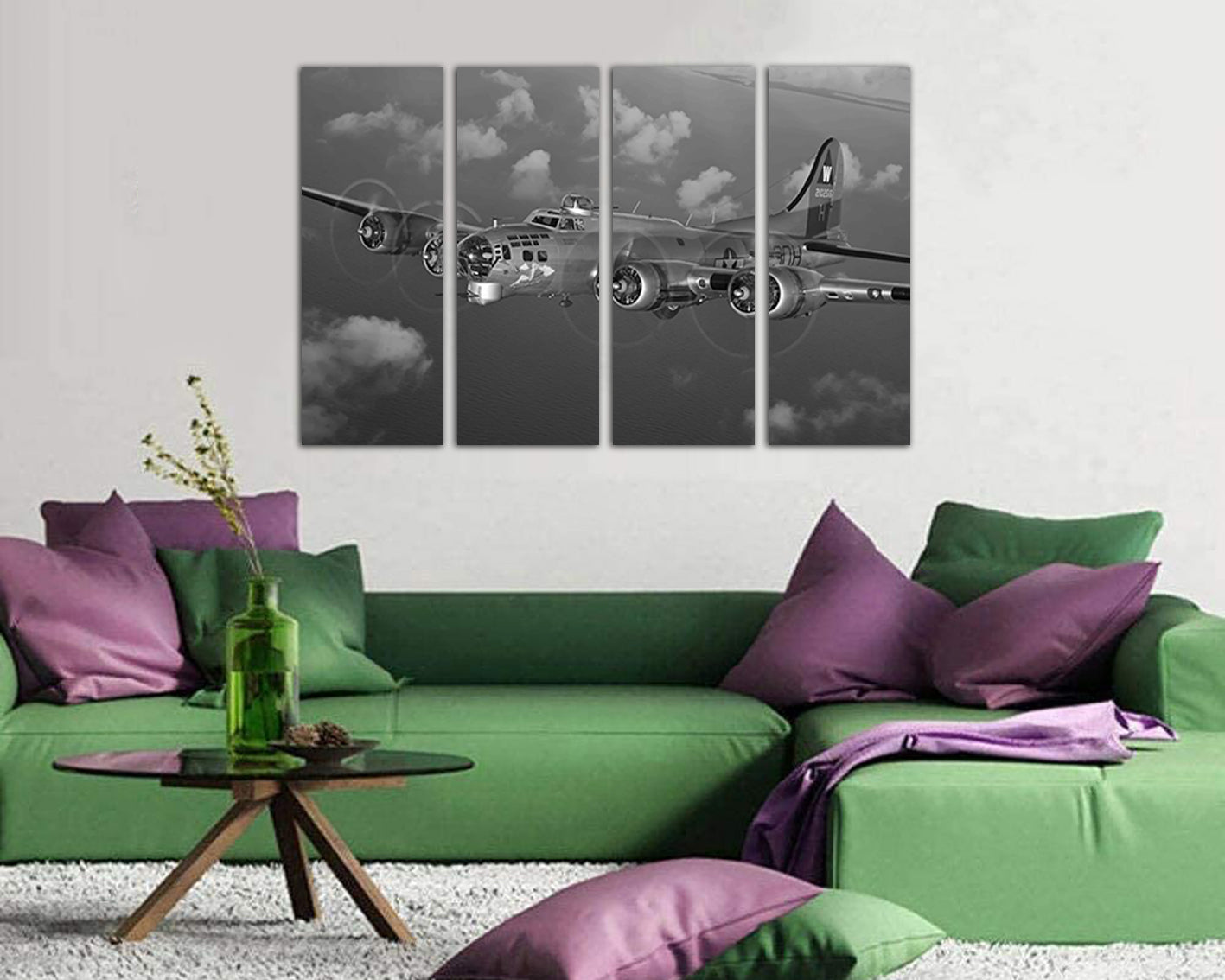 Boeing B-17 Bomber Aviation décor Aircraft canvas Plane wall art Army mechanism Military aircraft Retro wwii