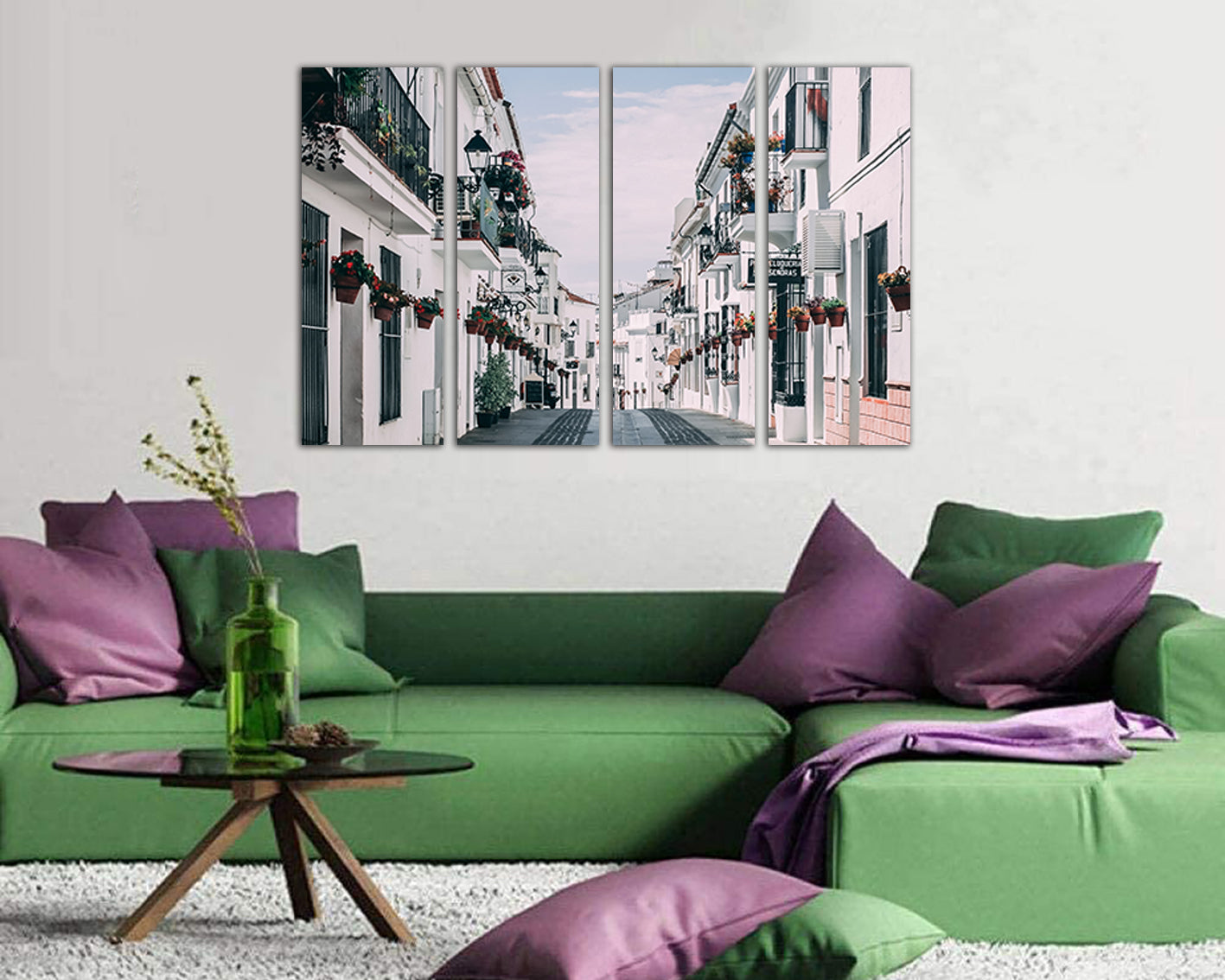 Wall panel canvas Costa del sol Andalusia Spain décor City street Spain wall art Travel print
