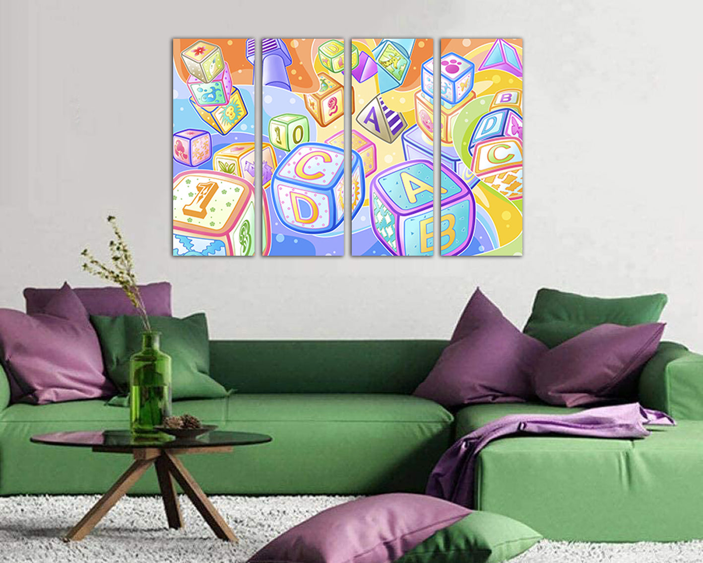 Letter canvas set Number print Baby cubes decor Kids artwork Pretty wall art