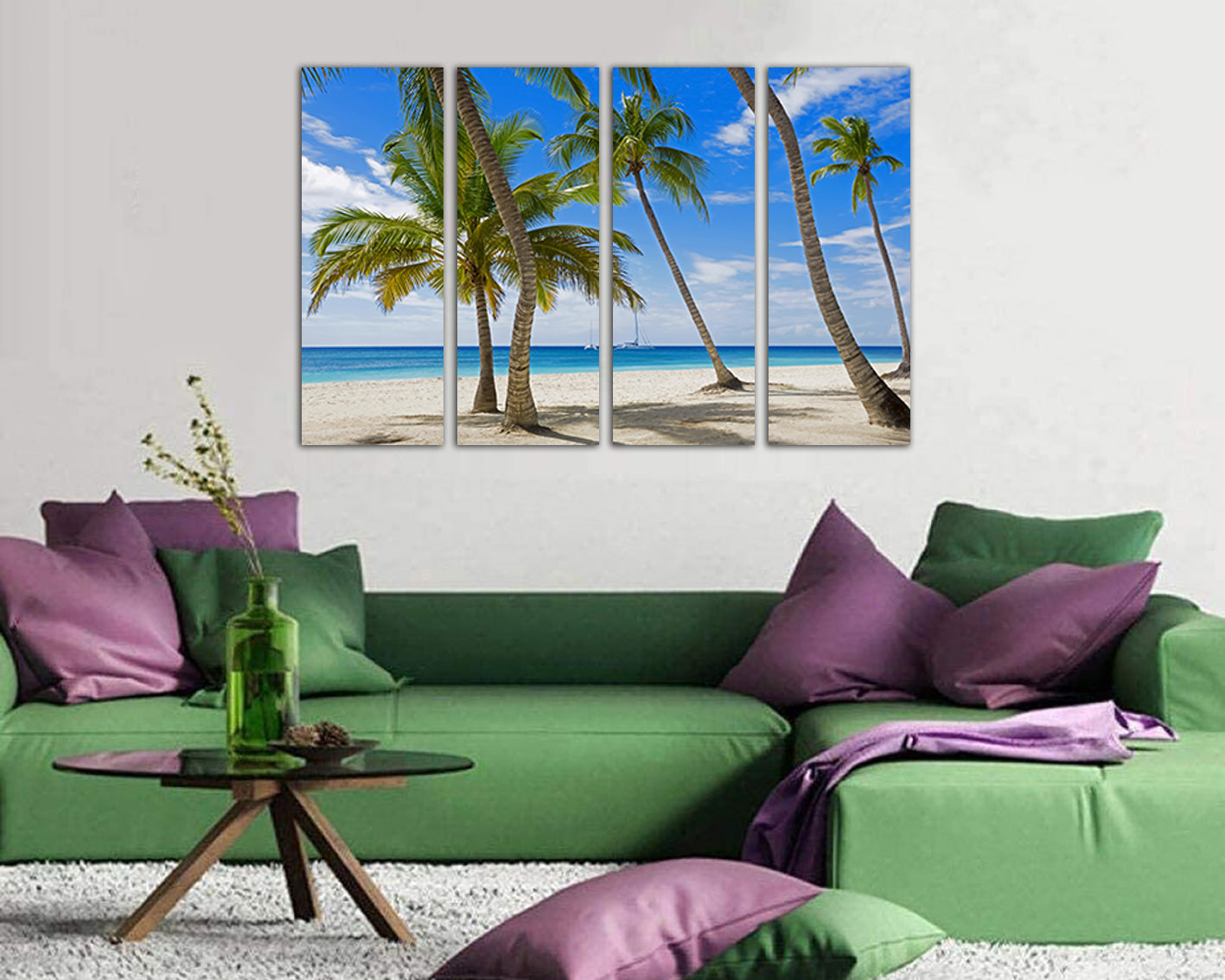Jamaica beach canvas Palm tree décor Landscape art Nature Tropical wall print