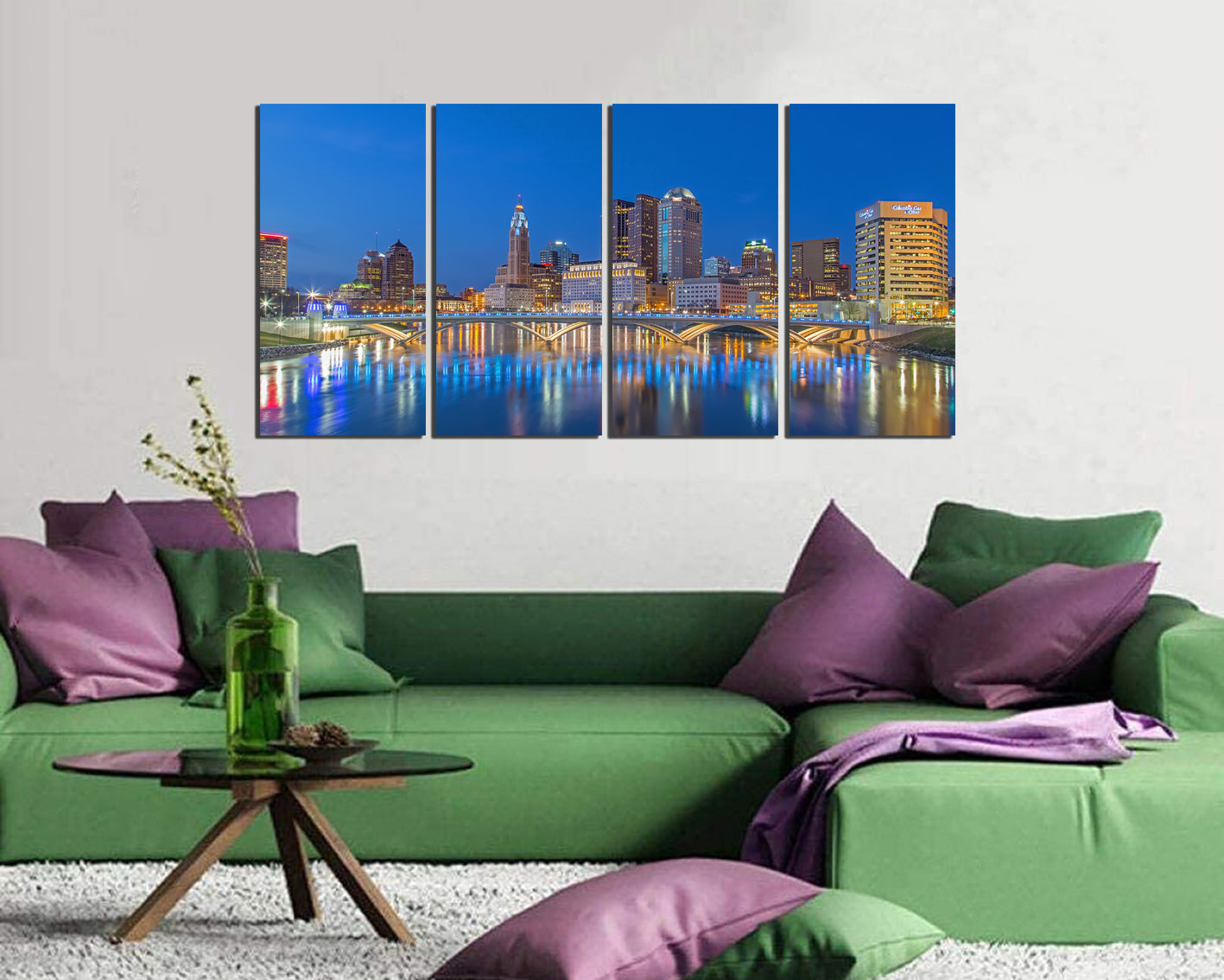 Wall art canvas Columbus Ohio city skyscraper travel ready to hang