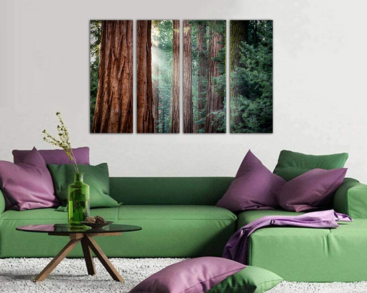 Redwood forest Wall art canvas Tree print Nature home decor California National park Sunlight gift Red tree flora photo