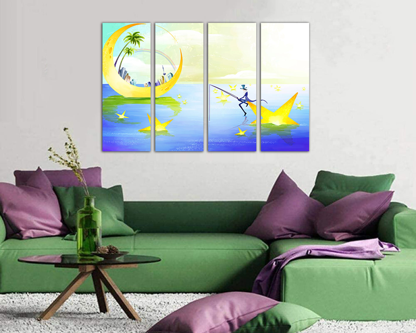 Magician canvas set Star tale print Kids fairy art Nursery decor Girl artwork Baby girl gift