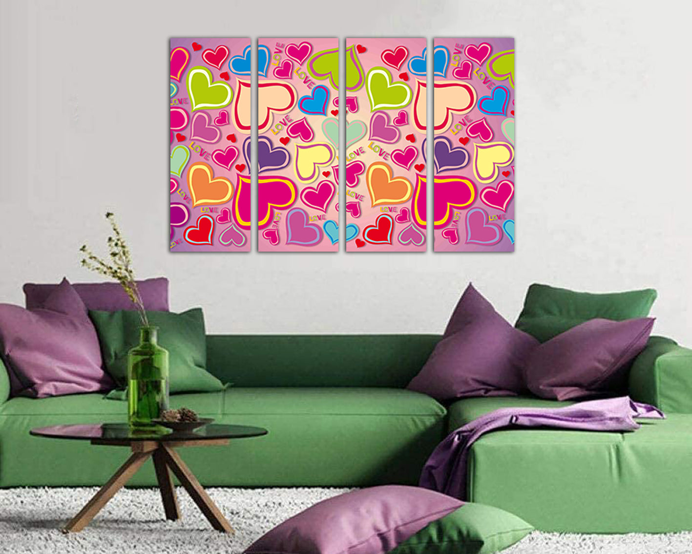 Love heart print on canvas Romantic décor art works