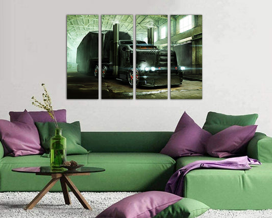 Truck wall print Car engine Semi truck Mechanism decor Muscle car art Engine canvas set