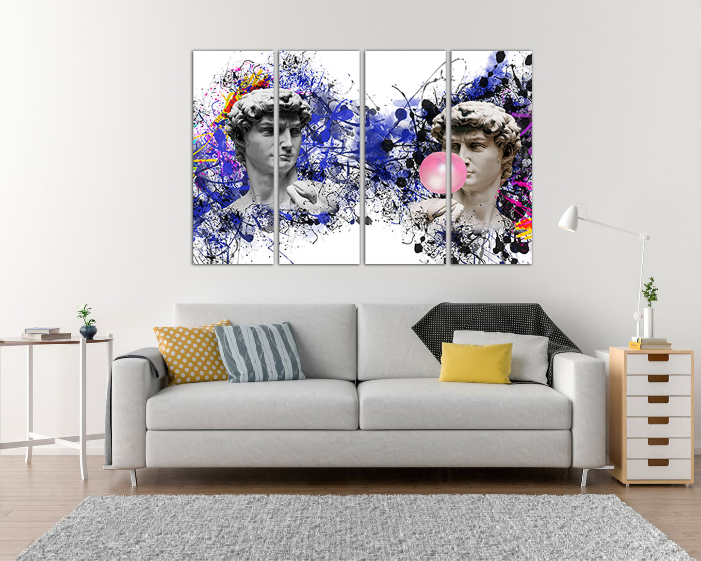 Michelangelo canvas David gift art works Bubble gum decor Greek mythology paint splatter