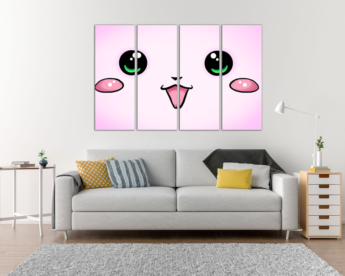 Smile print Smiling face canvas Happy face Nursery decor Kids wall art