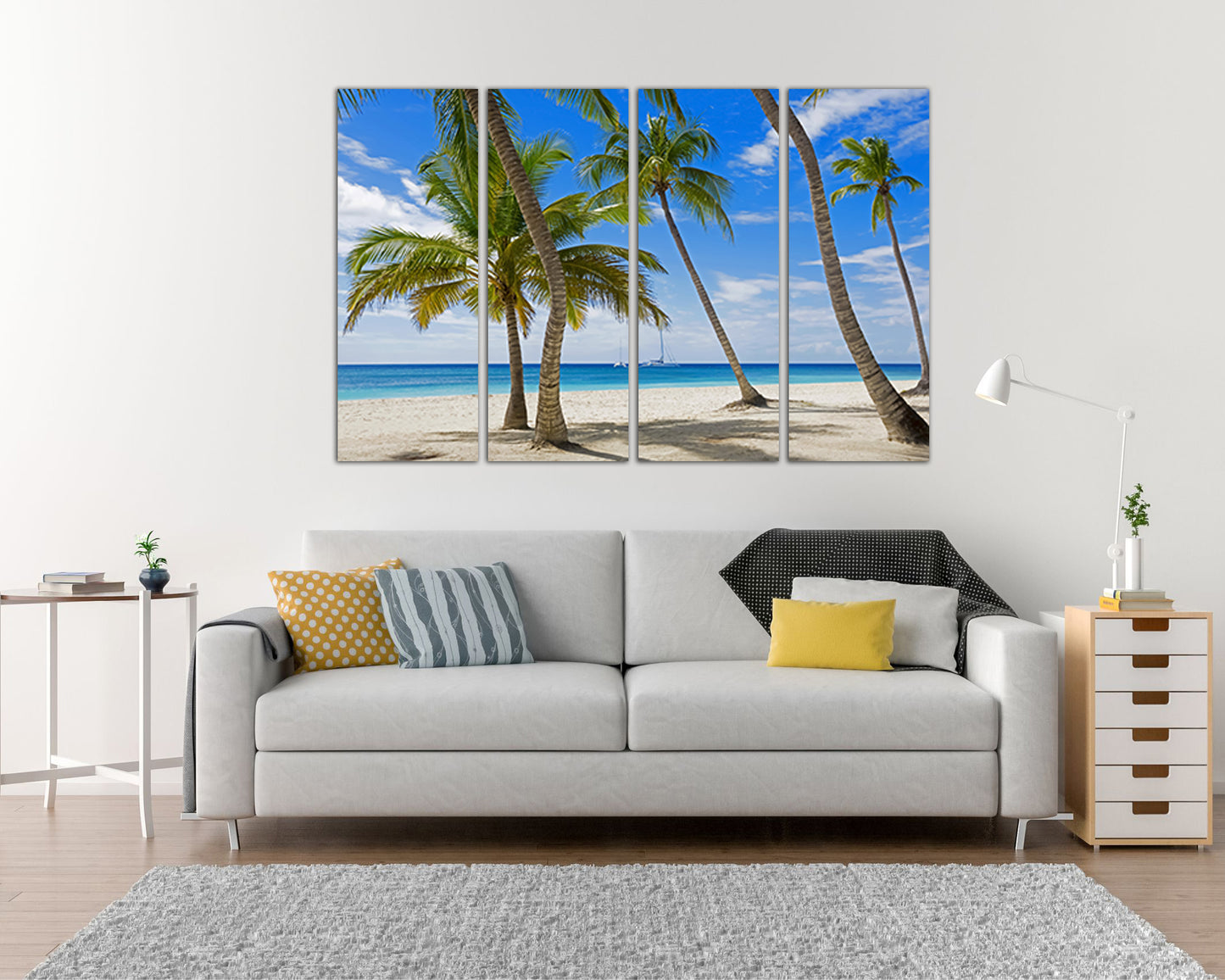 Jamaica beach canvas Palm tree décor Landscape art Nature Tropical wall print