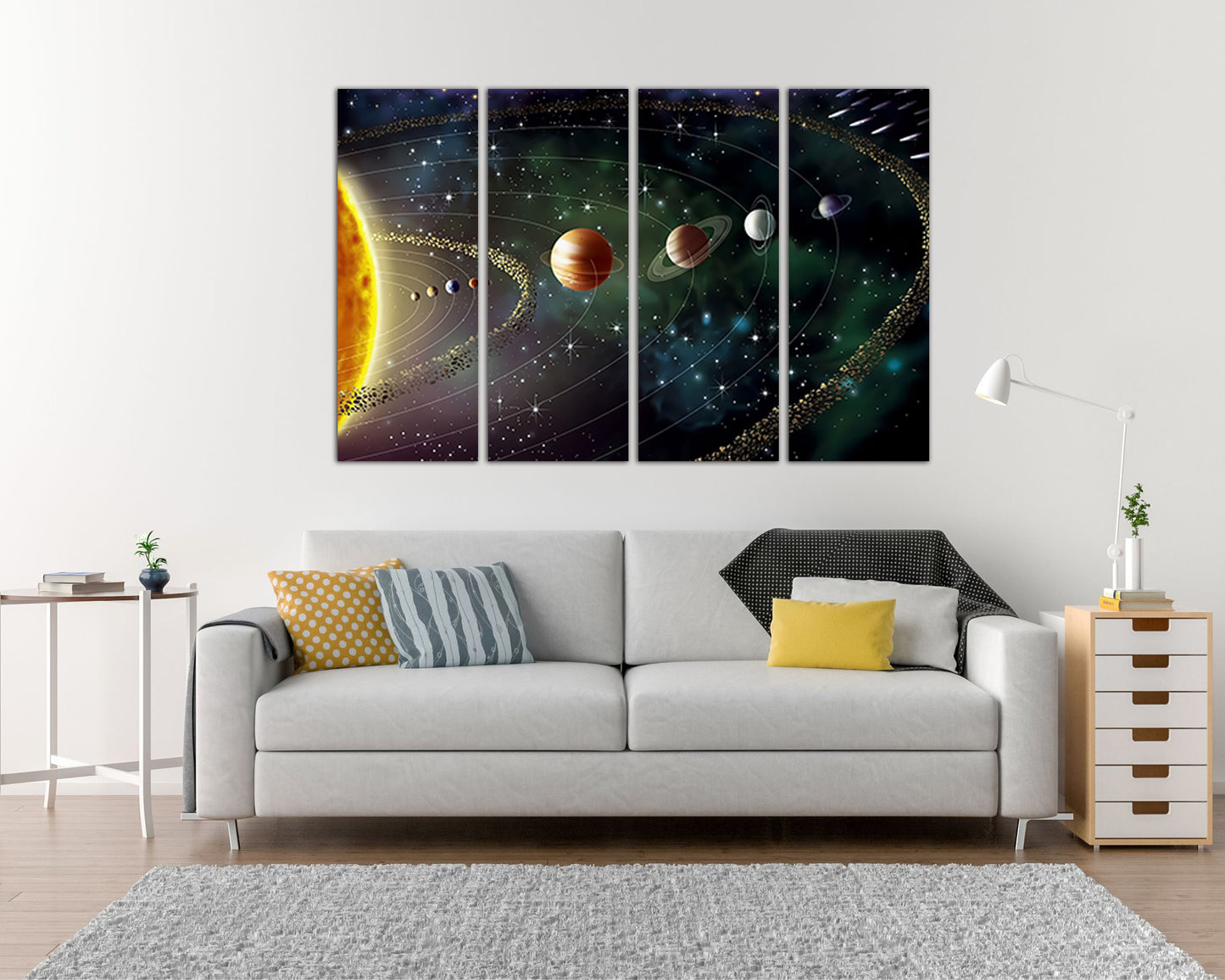 Wall art canvas Solar system Universe Space decor Planets print Diagram planets