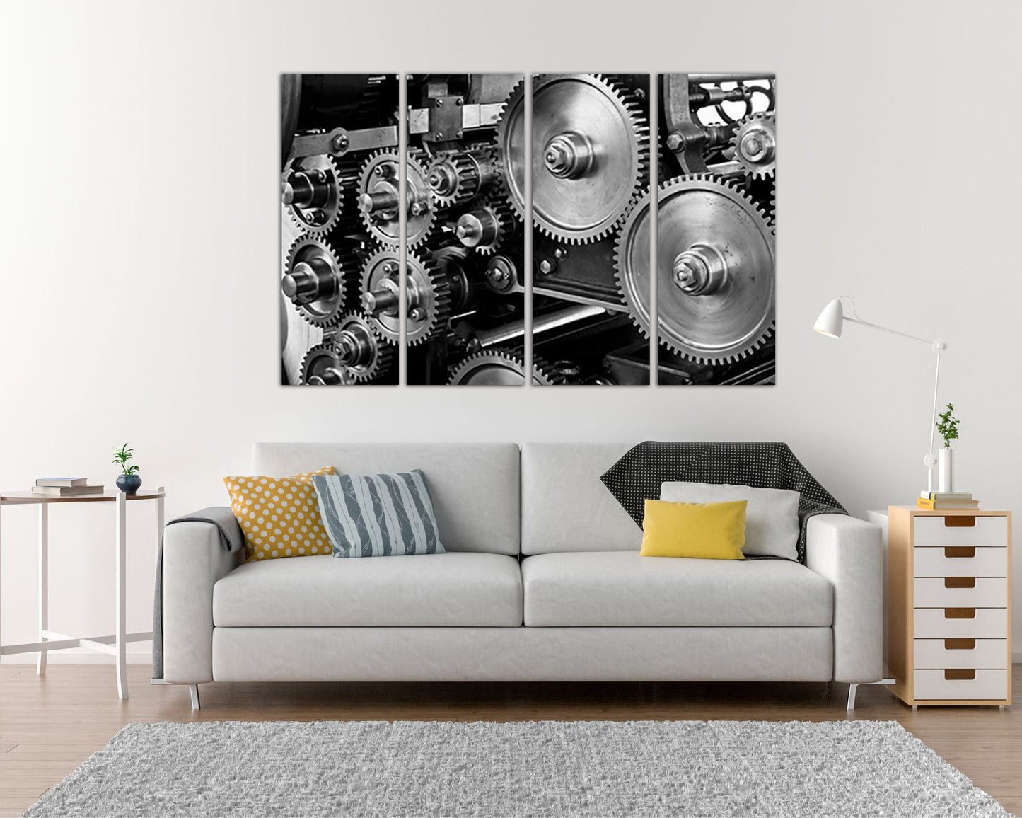 Gear print Engine canvas Mechanism decor Mechanical gear cogs
