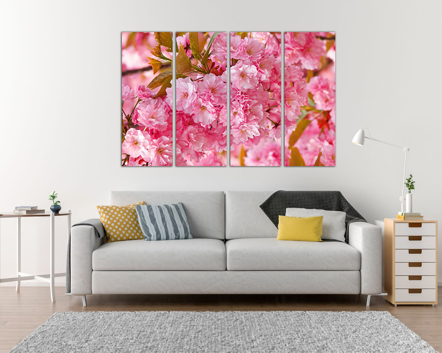Sakura canvas Floral wall art Cherry blossom Botanical decor Japan art Flower print Asia decor