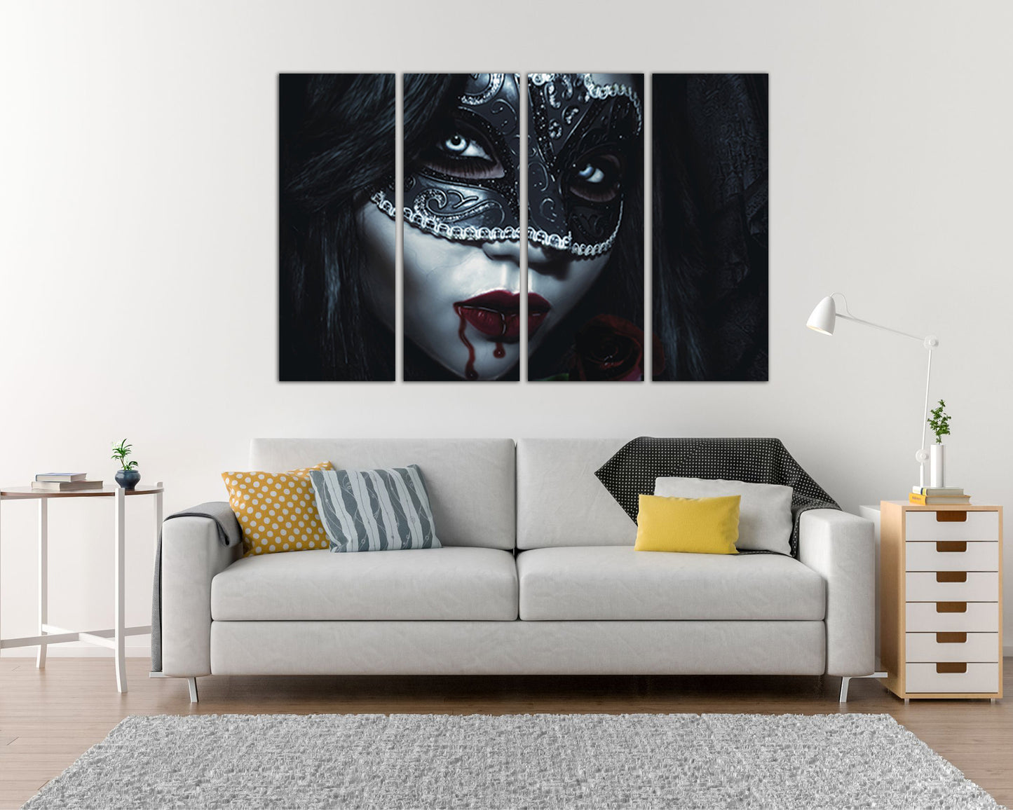 Vampire art works canvas Gothic decor Red lips print Magic mystic artwork