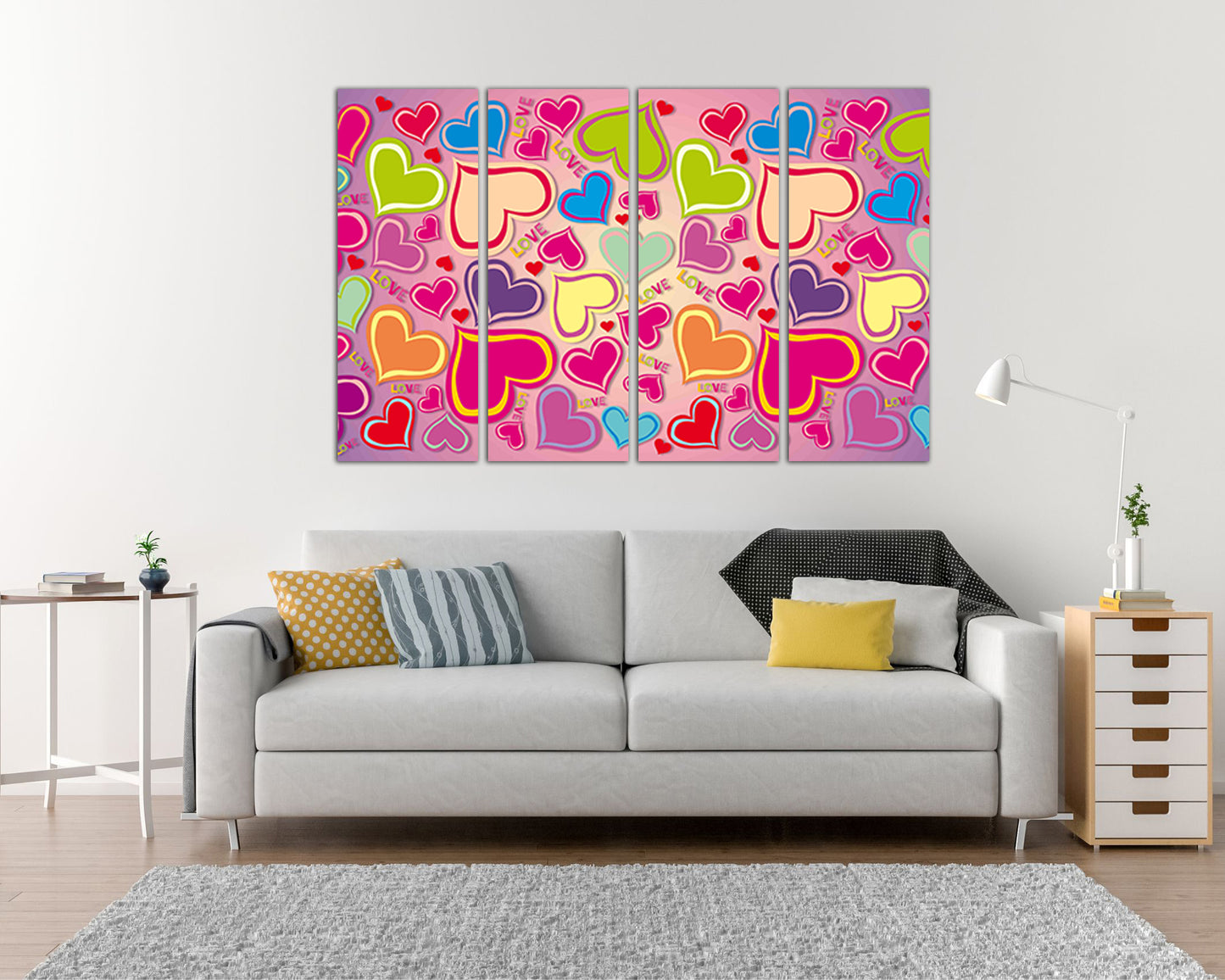 Love heart print on canvas Romantic décor art works