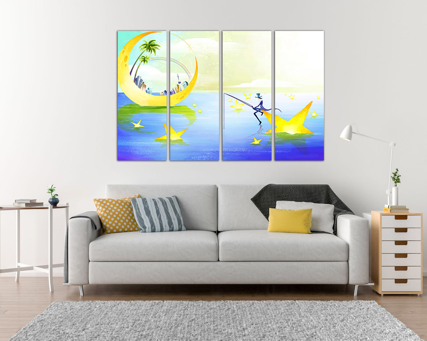 Magician canvas set Star tale print Kids fairy art Nursery decor Girl artwork Baby girl gift