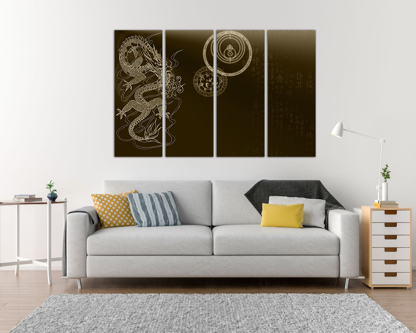 Japan dragon canvas Japanese character Asian art works Chinese style décor