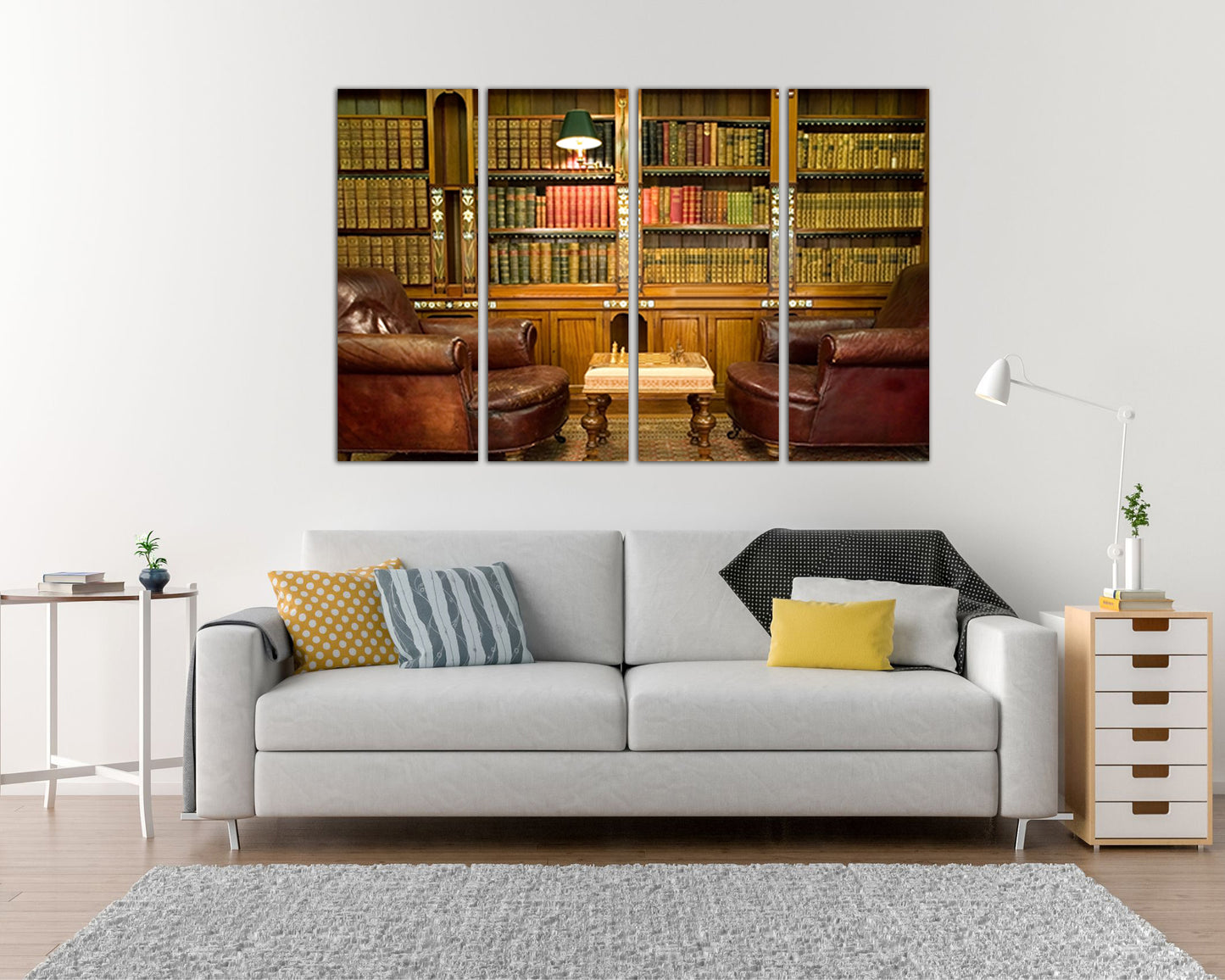 Library canvas art works Books wall prints Bookcase Reading room decor
