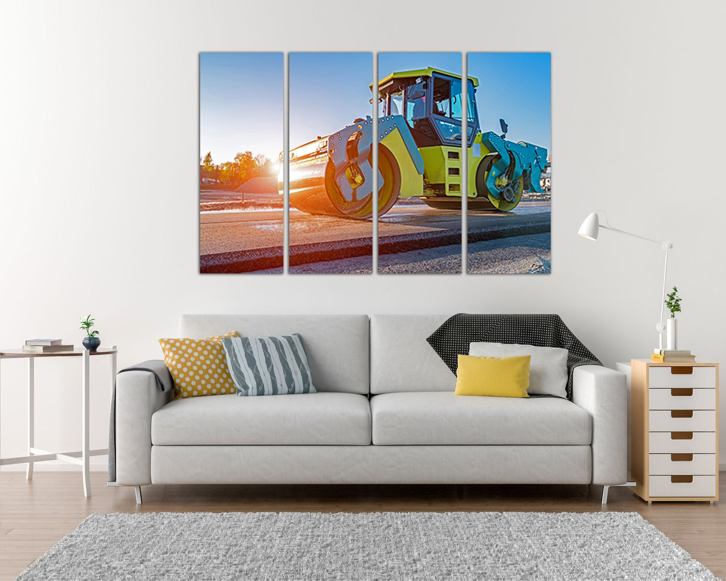 Road roller decor Truck kids canvas Machine print Mechanism prints rady to hang
