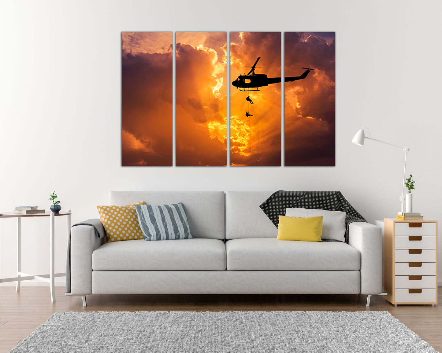 Helicopter canvas Army print Mechanism decor Aircraft gift boy room aviation