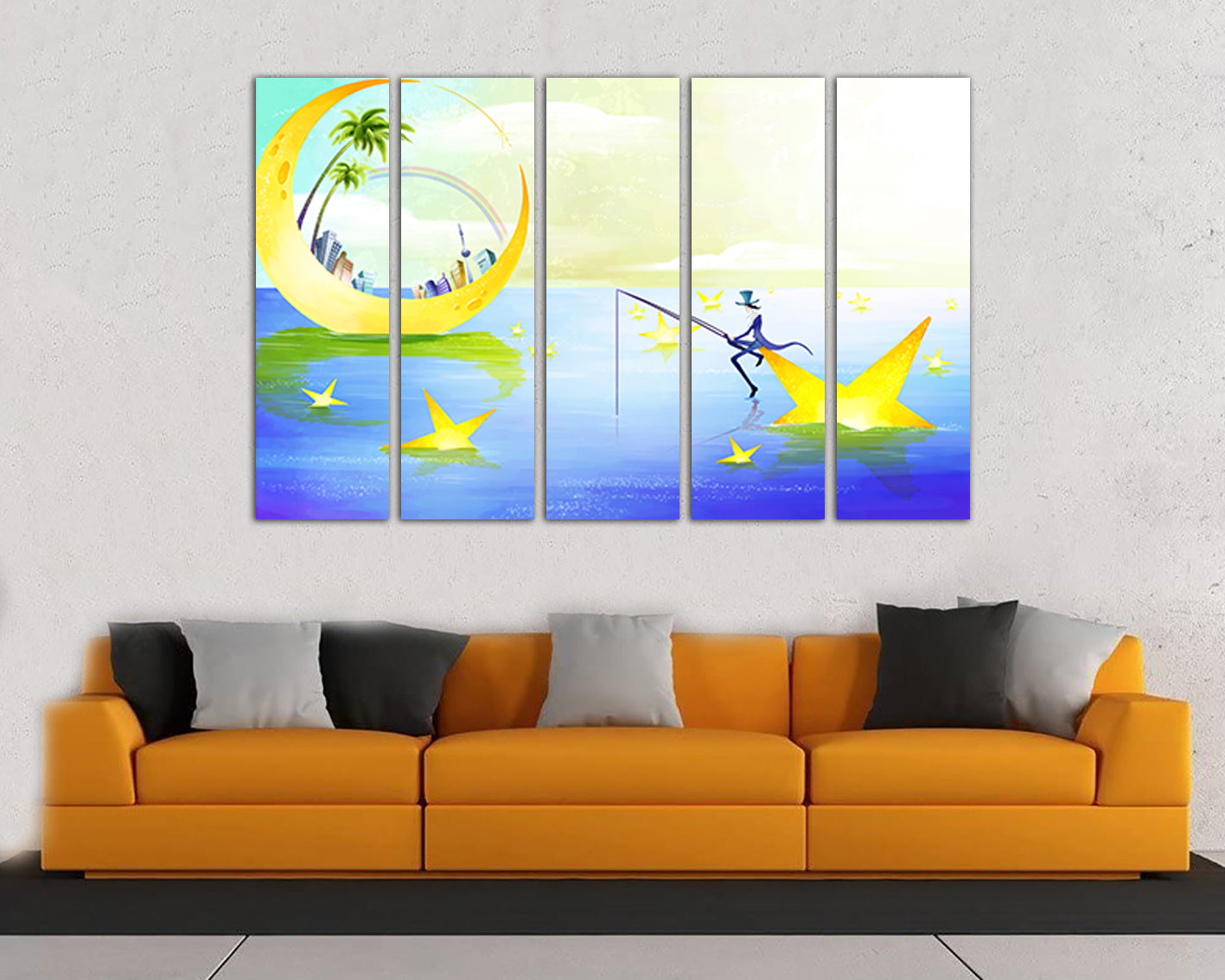 Magician canvas set Star tale print Kids fairy art Nursery decor Girl artwork Baby girl gift