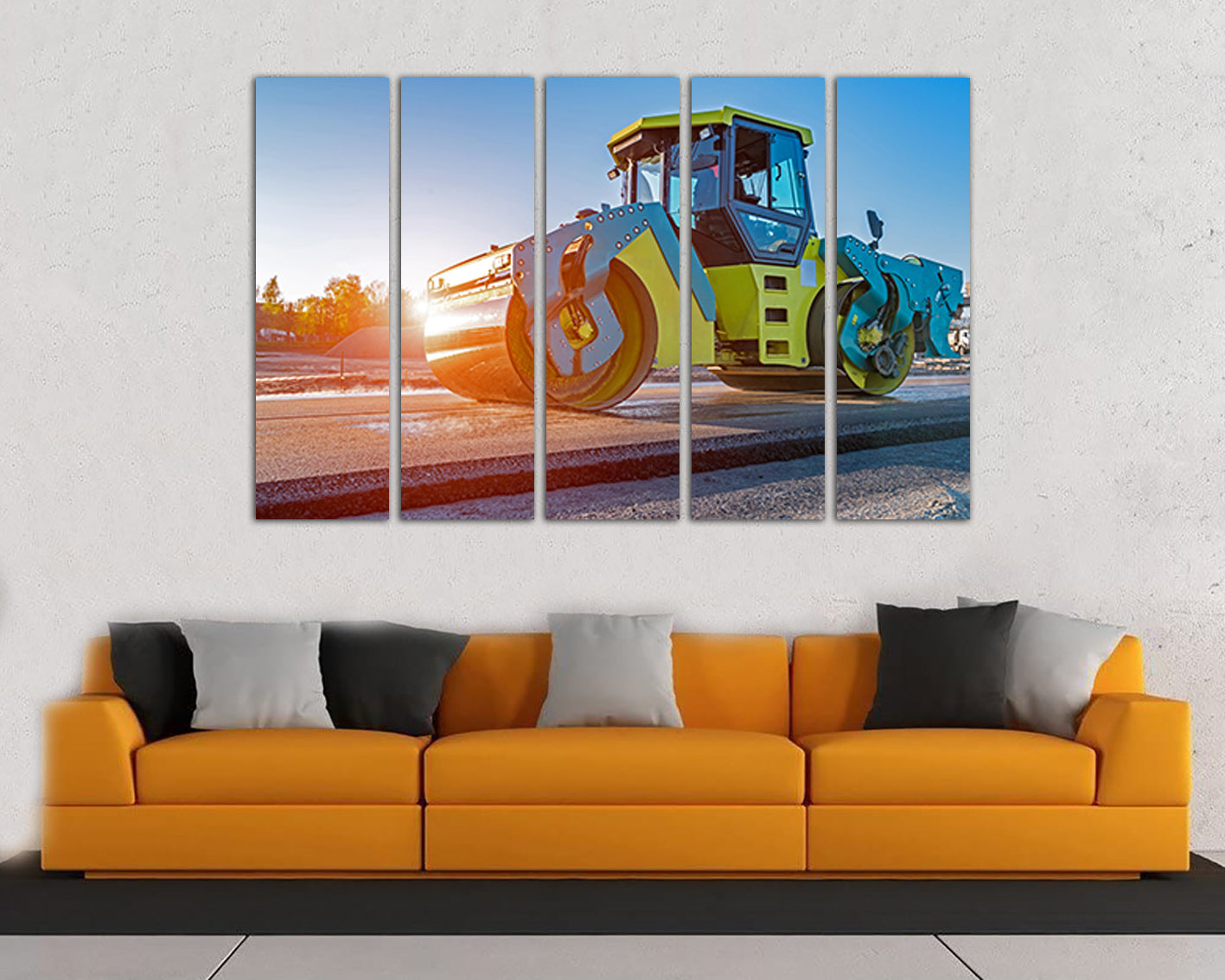 Road roller decor Truck kids canvas Machine print Mechanism prints rady to hang