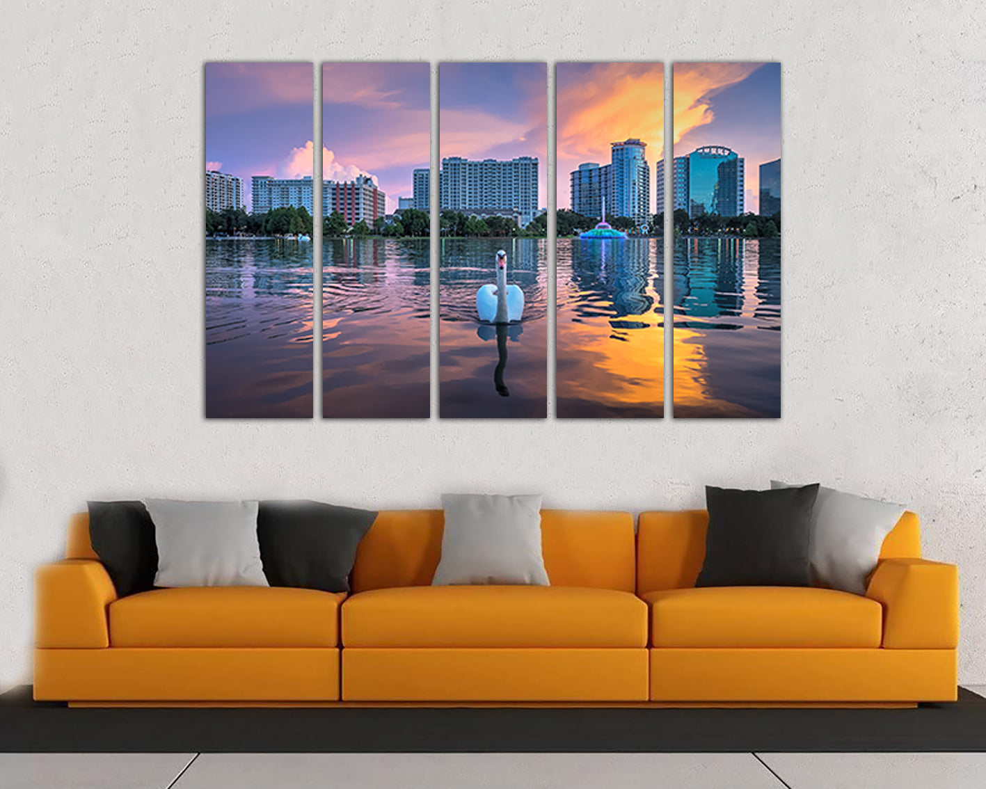 Orlando City Lake Eola park canvas Florida décor Skyscraper wall art travel