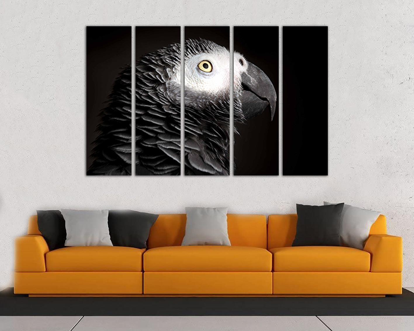 Grey parrot print Gallery wall set Bird canvas African grey Cockatoo bird art Tropical home photo