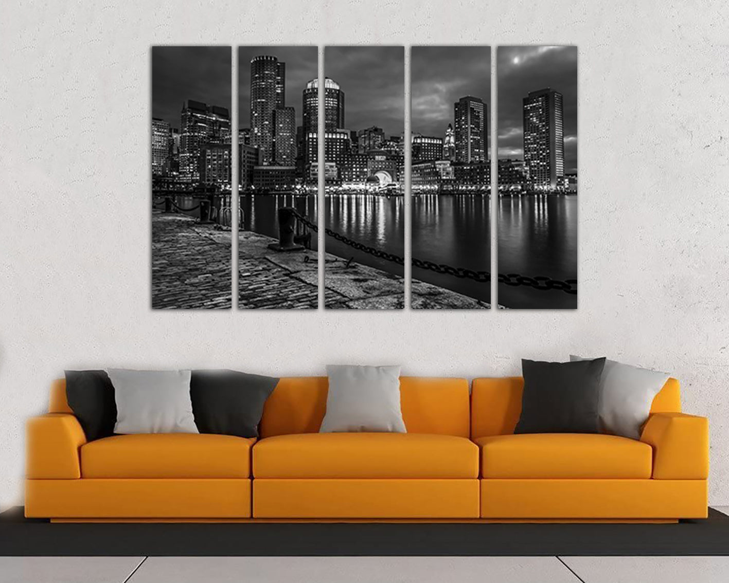 Boston city skyline print on canvas travel decor