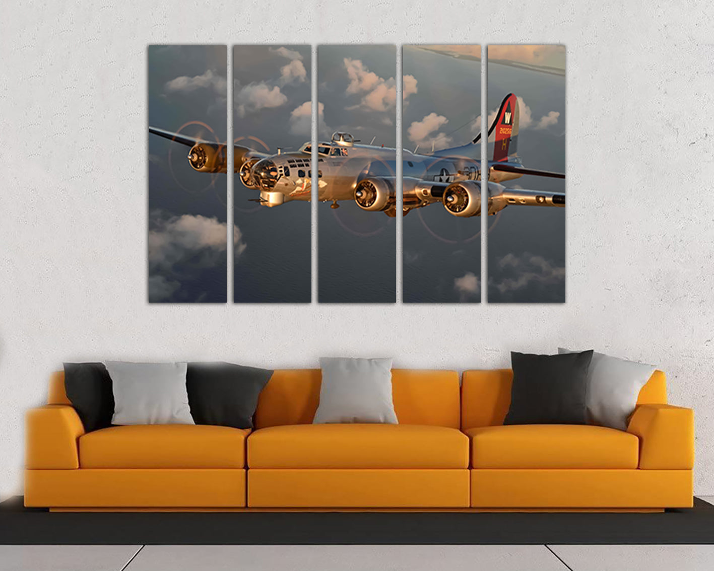 Boeing B-17 Bomber Aviation décor Aircraft canvas Plane wall art Army mechanism Military aircraft Retro wwii