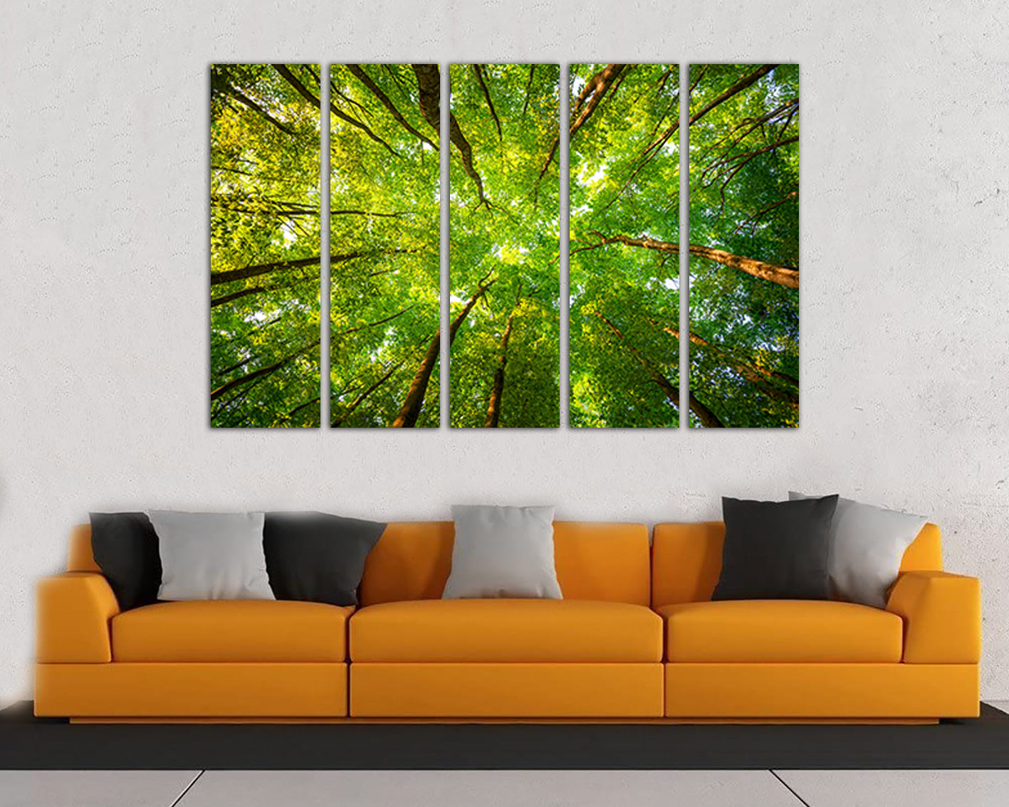 Wall art canvas Tree green forest print Landscape artwork Branches décor Crowns ready to hang