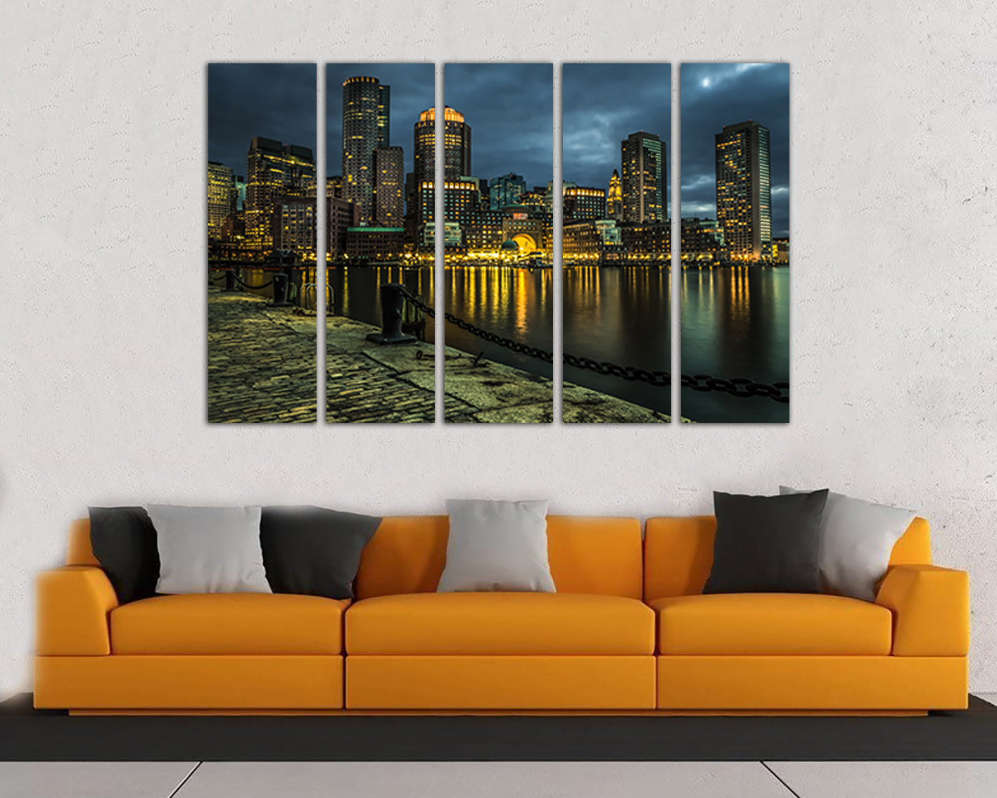 Boston city skyline print on canvas travel decor