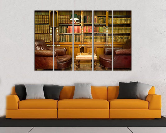 Library canvas art works Books wall prints Bookcase Reading room decor