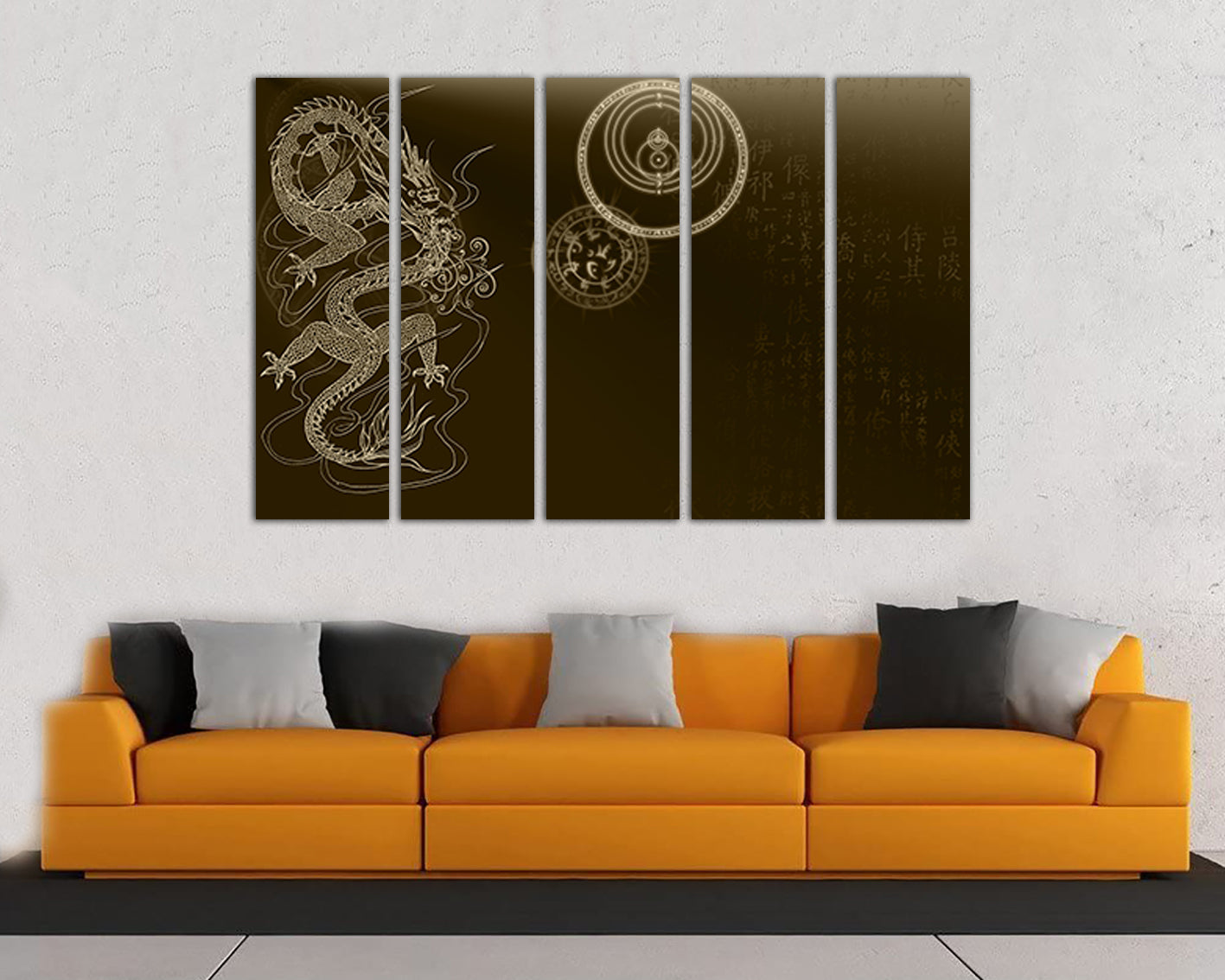 Japan dragon canvas Japanese character Asian art works Chinese style décor
