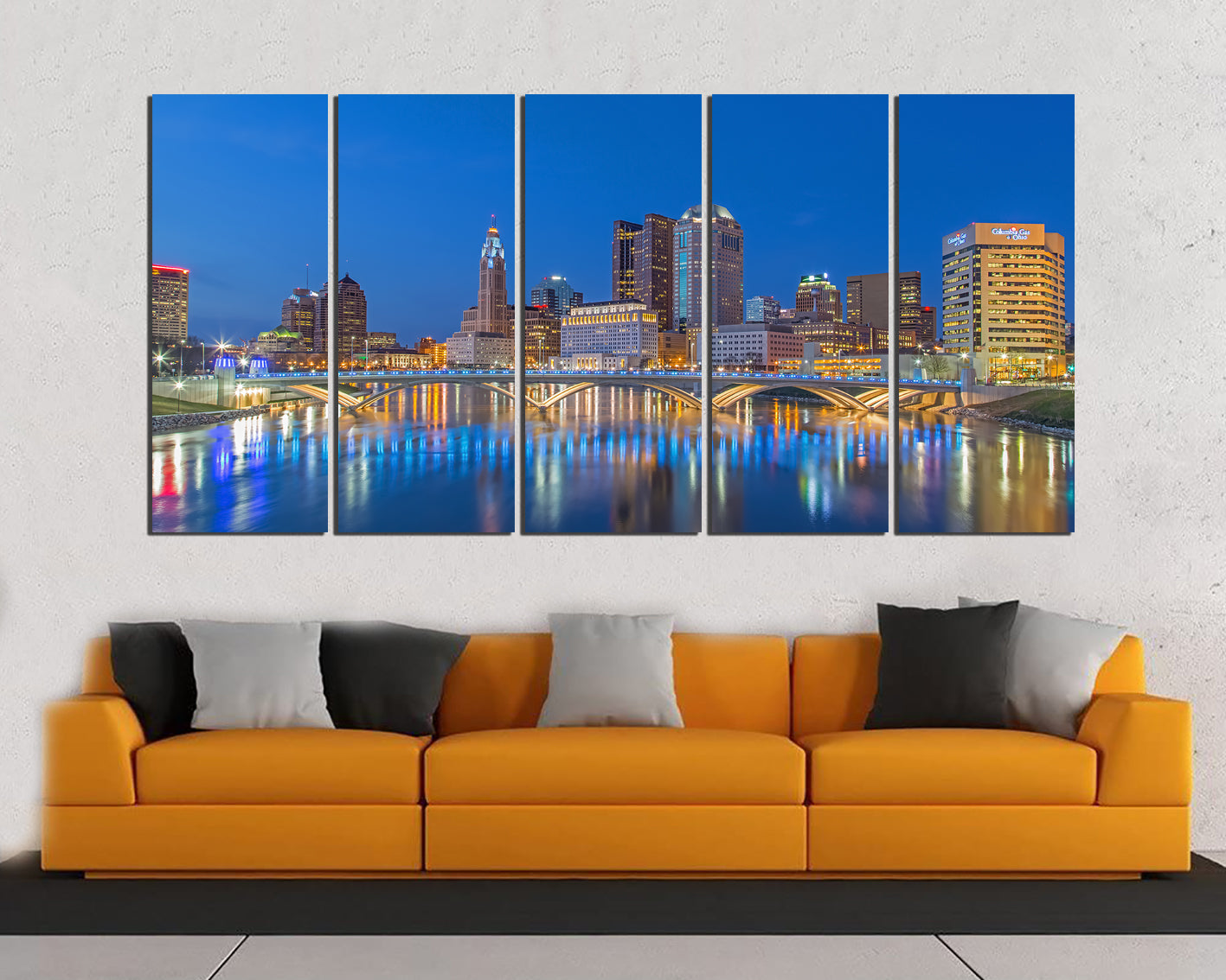 Wall art canvas Columbus Ohio city skyscraper travel ready to hang