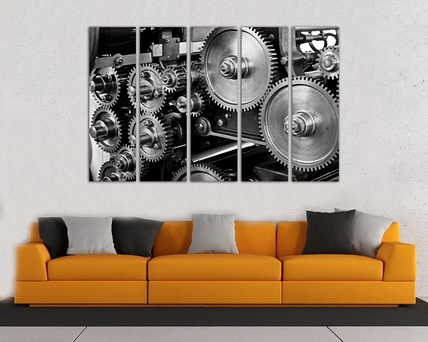 Gear print Engine canvas Mechanism decor Mechanical gear cogs