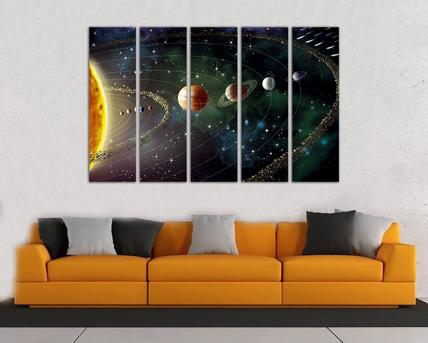 Wall art canvas Solar system Universe Space decor Planets print Diagram planets