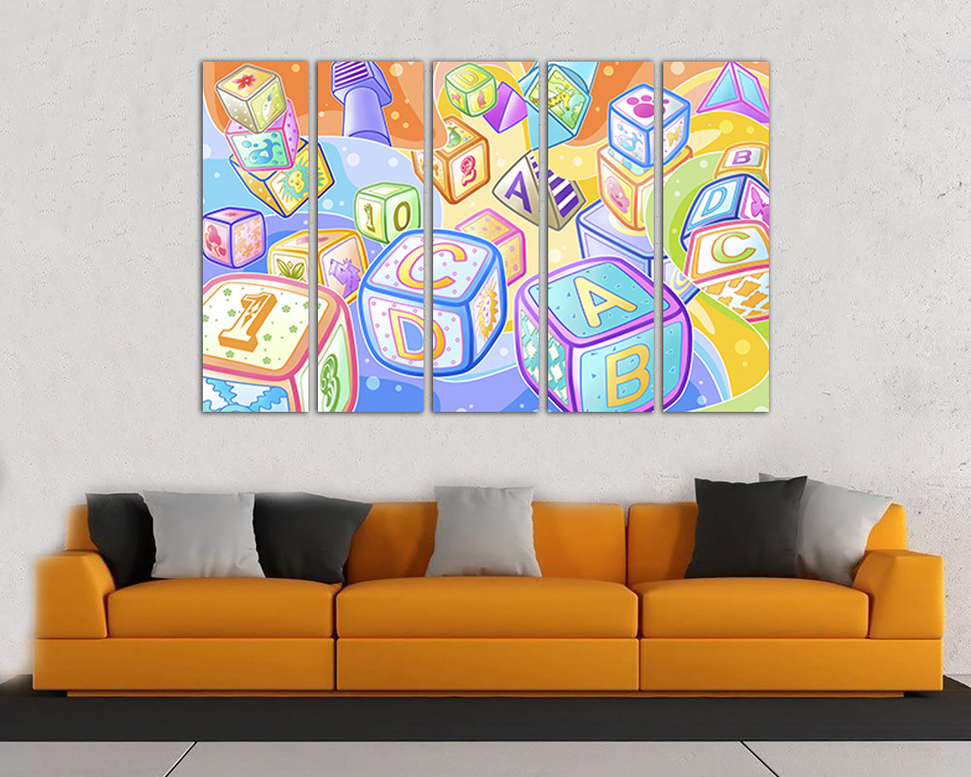 Letter canvas set Number print Baby cubes decor Kids artwork Pretty wall art