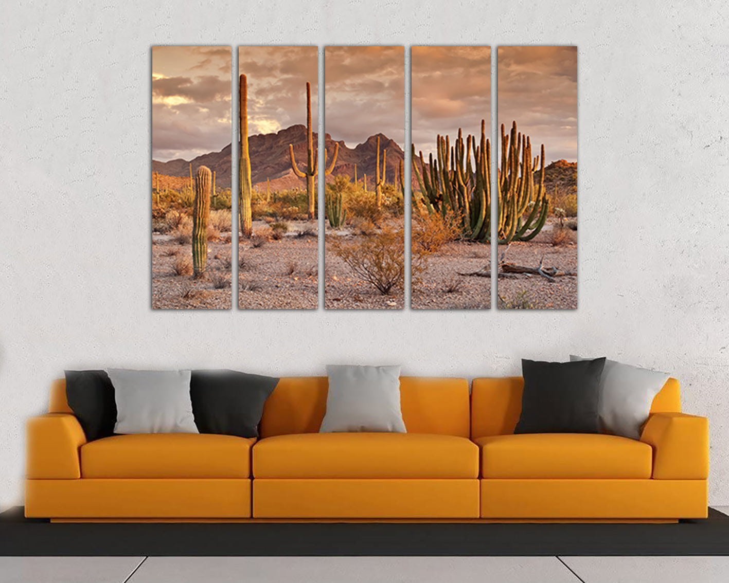 Cactus canvas set Nature print Landscape decor Mountain wall art Desert Succulent artwork