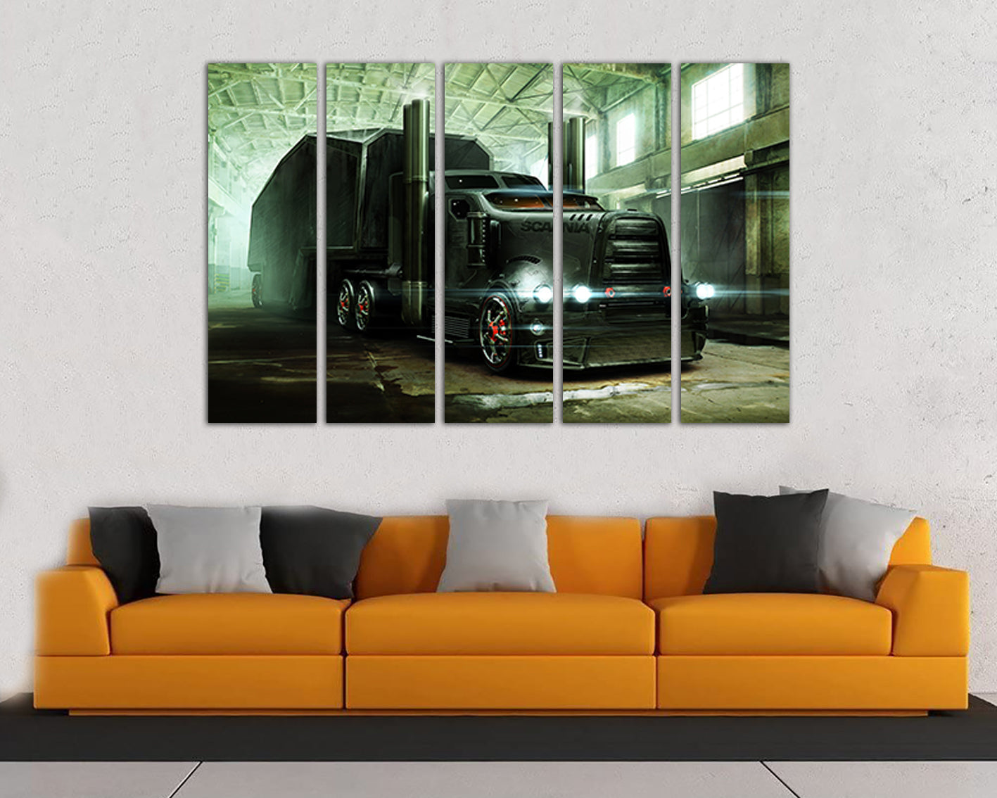 Truck wall print Car engine Semi truck Mechanism decor Muscle car art Engine canvas set