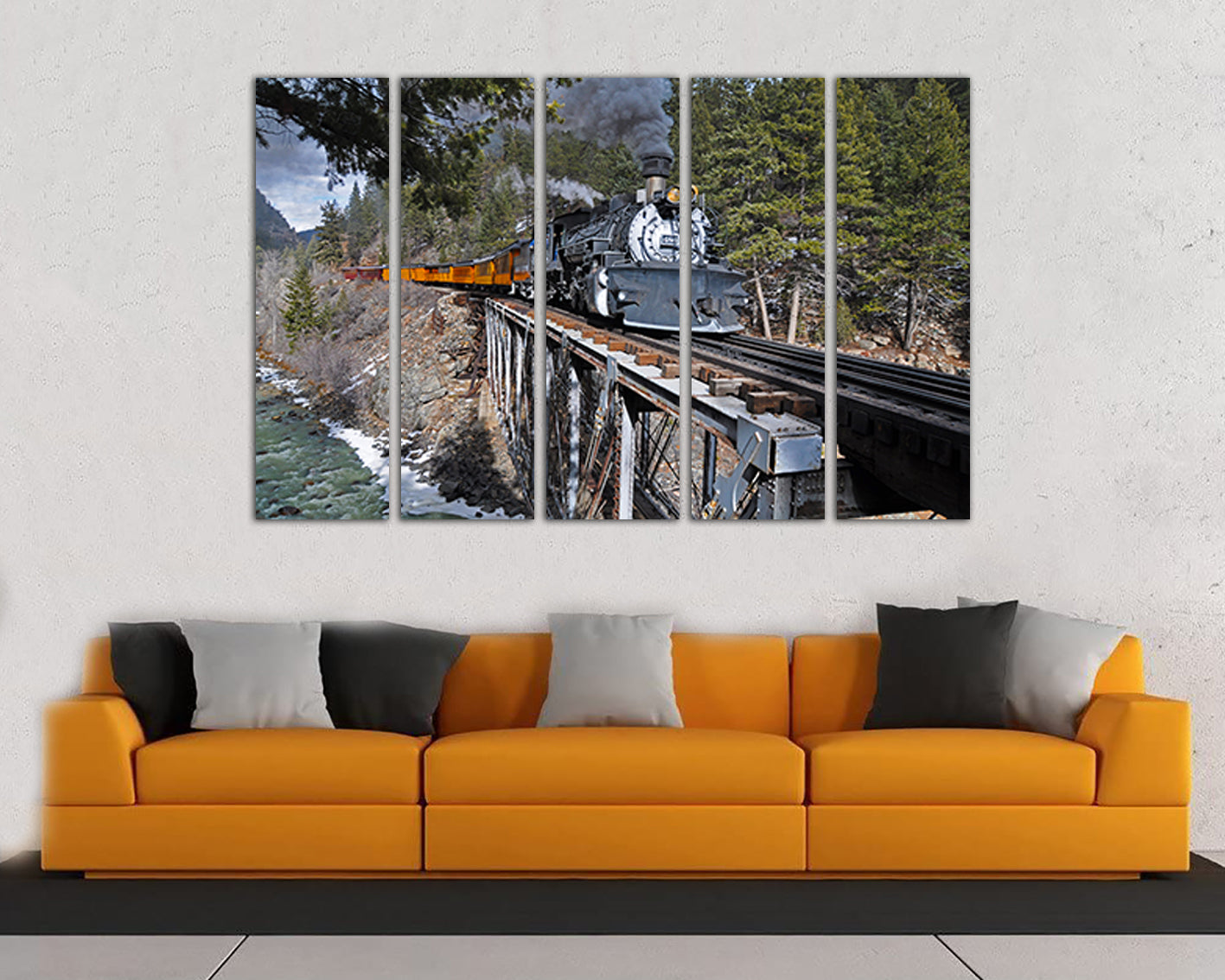Wall art canvas Durango train Steam engine Mechanism decor Engine photo